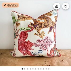 Colorful Dragon Embroidered Pillow